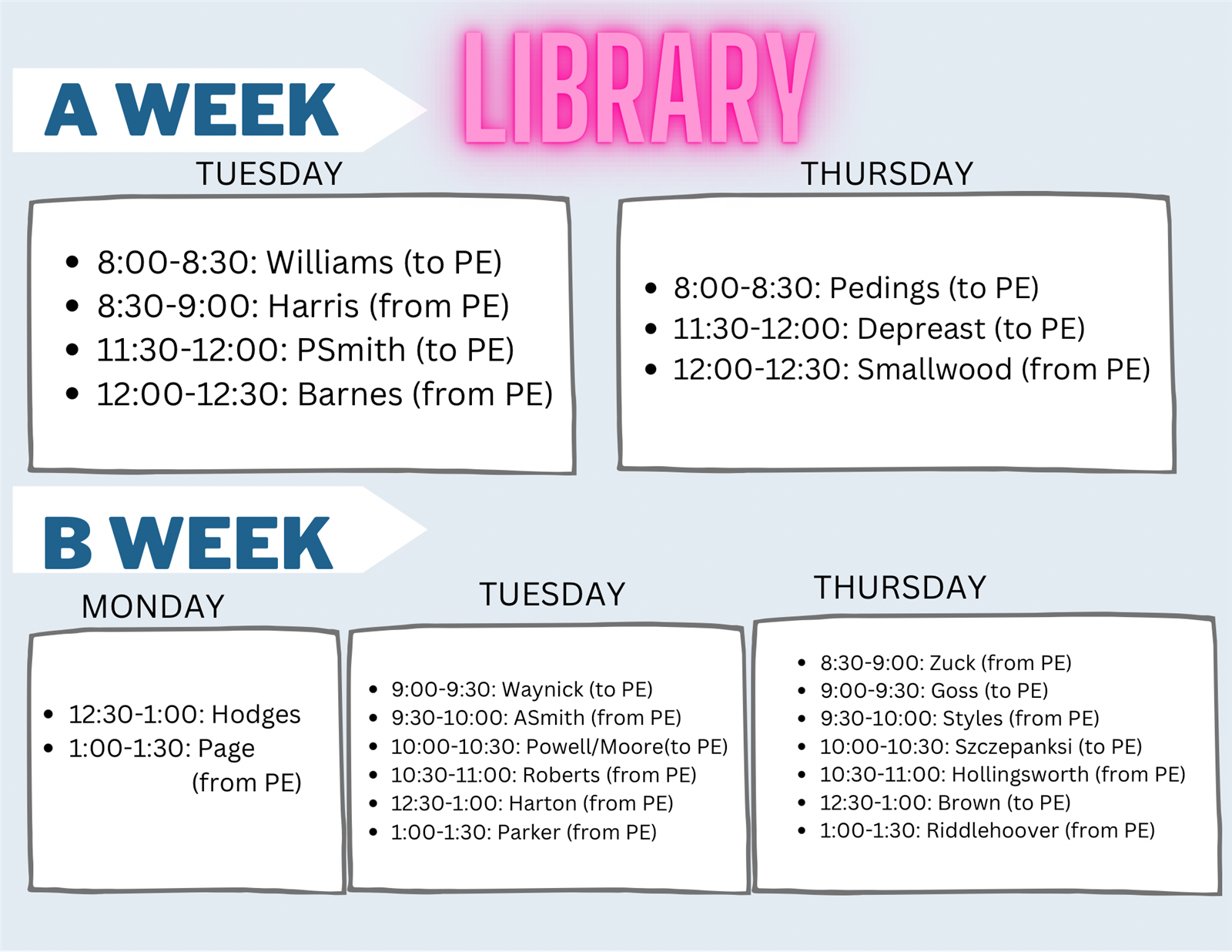 Class Only Schedule